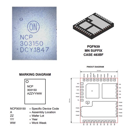 NCP303150 30V 50A DC-DC BUCK POWER MOSFET PQFN39