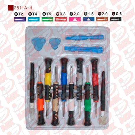 2811A-1 TE-674A KIT DE REPARACION BASICO DESARMADORES ESPATULAS 16 EN 1