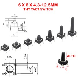 BOTON PULSADOR THT LPH TACT SWITCH LSH 1301.9302 6 X 6 X 5 MM