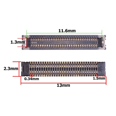 CONECTOR FPC HEMBRA 60 PINES 2.3MM X 13MM PARA HUAWEI P20 PRO, MATE 20 PRO, HONOR 9A, Y6P, XIOAMI REDMI 9A, SAMSUNG M01