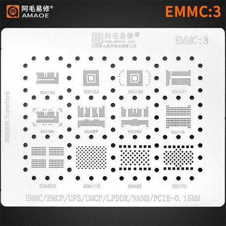 AMAOE STENCIL EMMC EMCP UFS LPDDR NAND PCIE-0 EMMC3 2.0