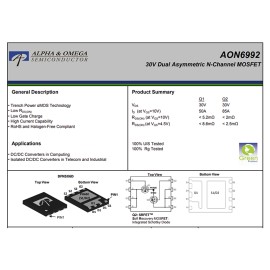 AON6992 AO6992 6992 30V Q1 50A Q2 85A N-CHANNEL MOSFET